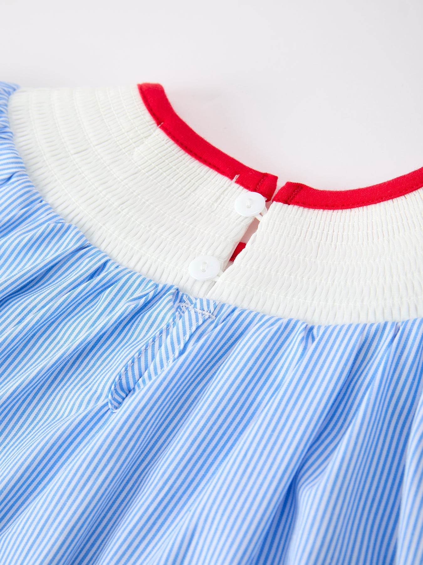 Back To School Apple Pencil Embroidery Dress - fabric and material close-up