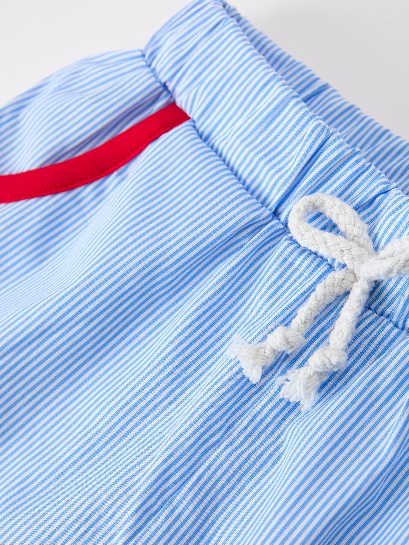 Back To School Apple Pencil Embroidery Boy Top Shorts Set Outfit - side view