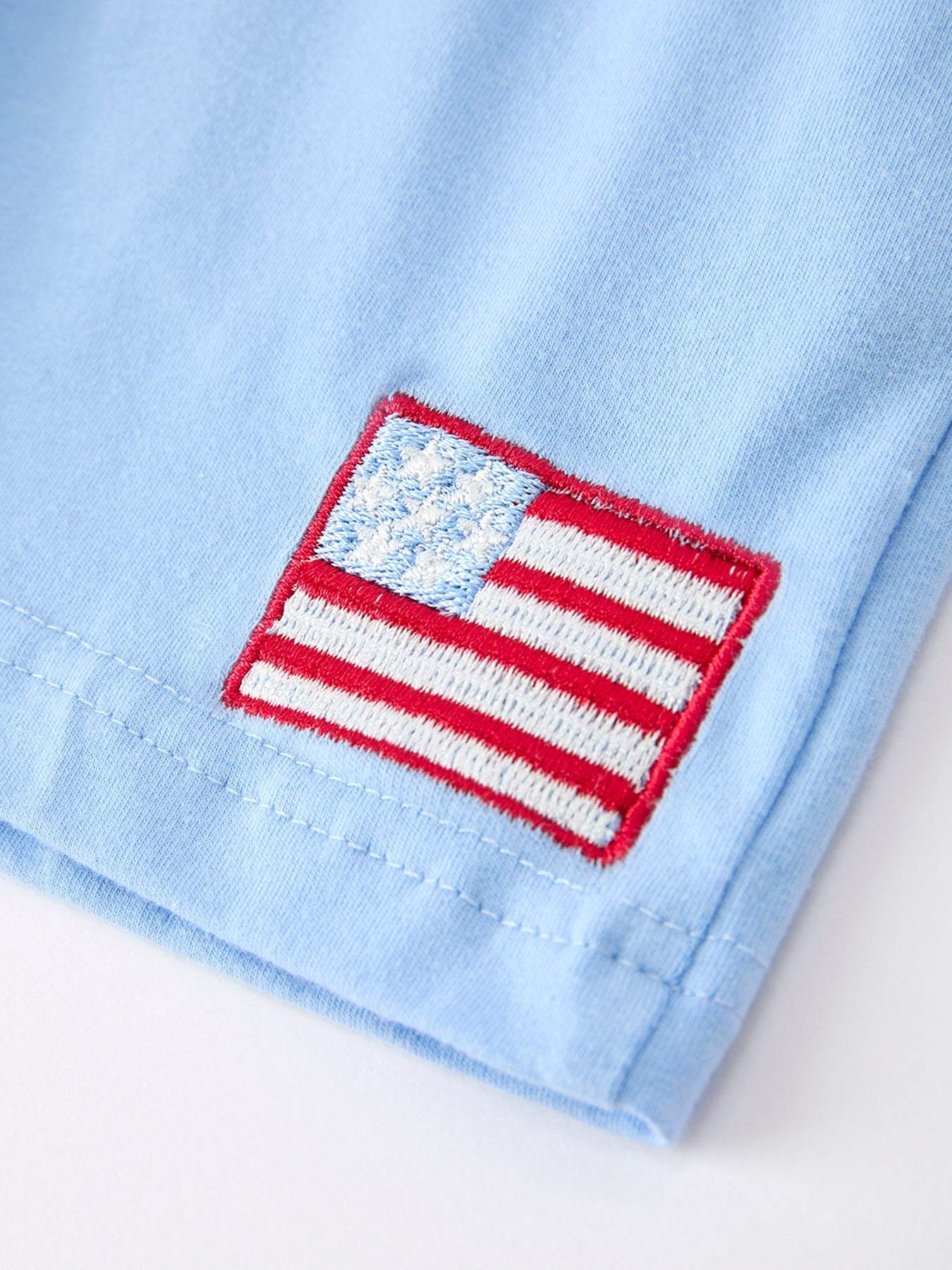 4th of July Flag Boys Set Short Sleeve Top Shorts Outfit - side view