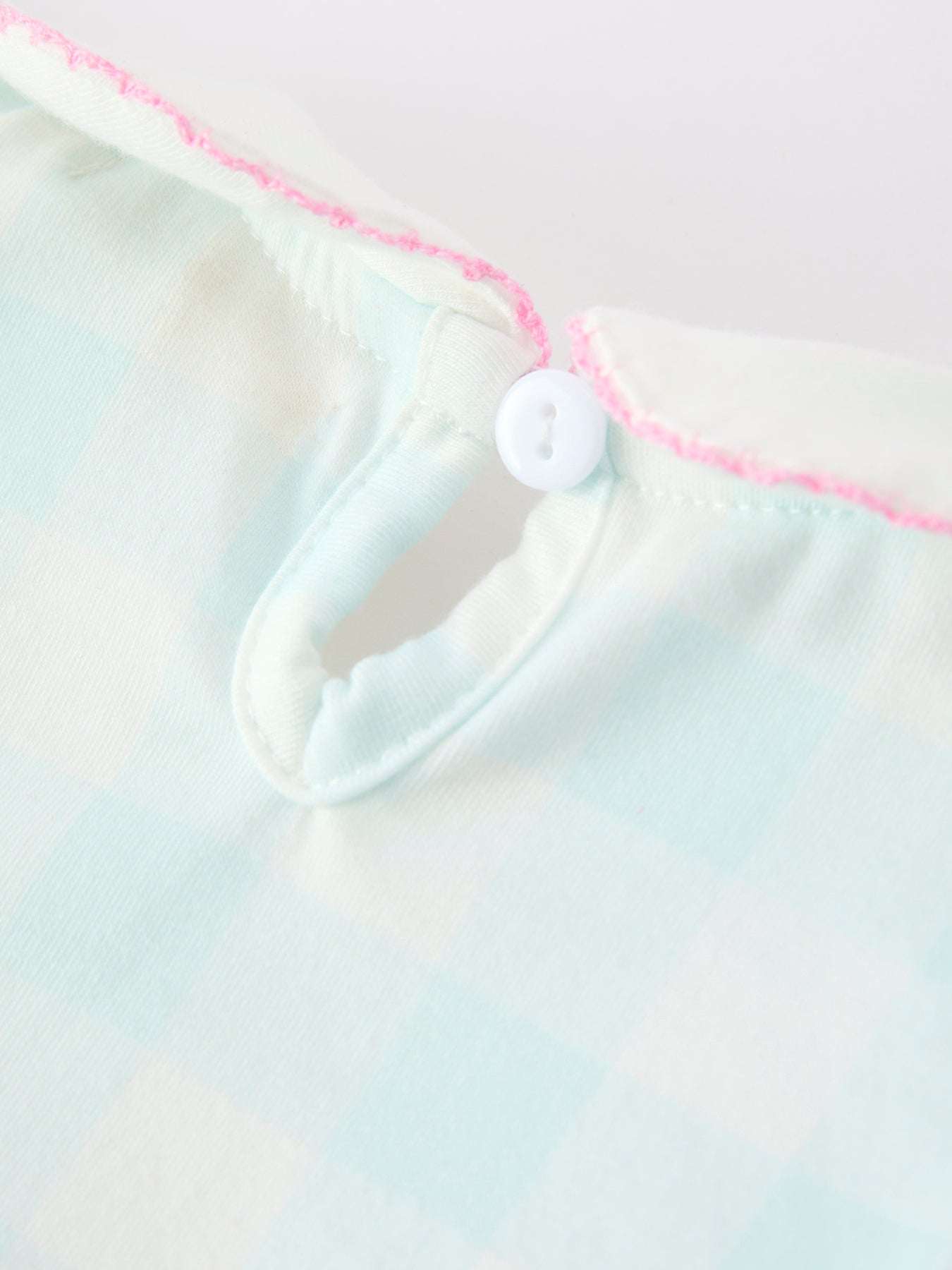 Spring Plaid Bow Girls Romper Smocked Petals Collar Puff Sleeve
