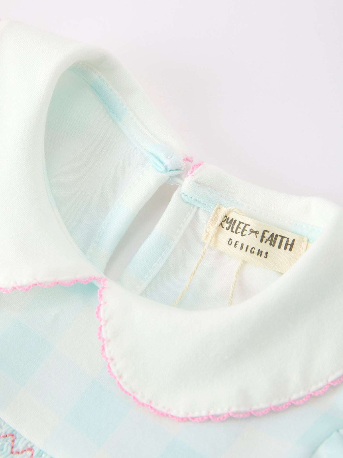 Spring Plaid Bow Girls Dress Smocked Petals Collar Puff Sleeve