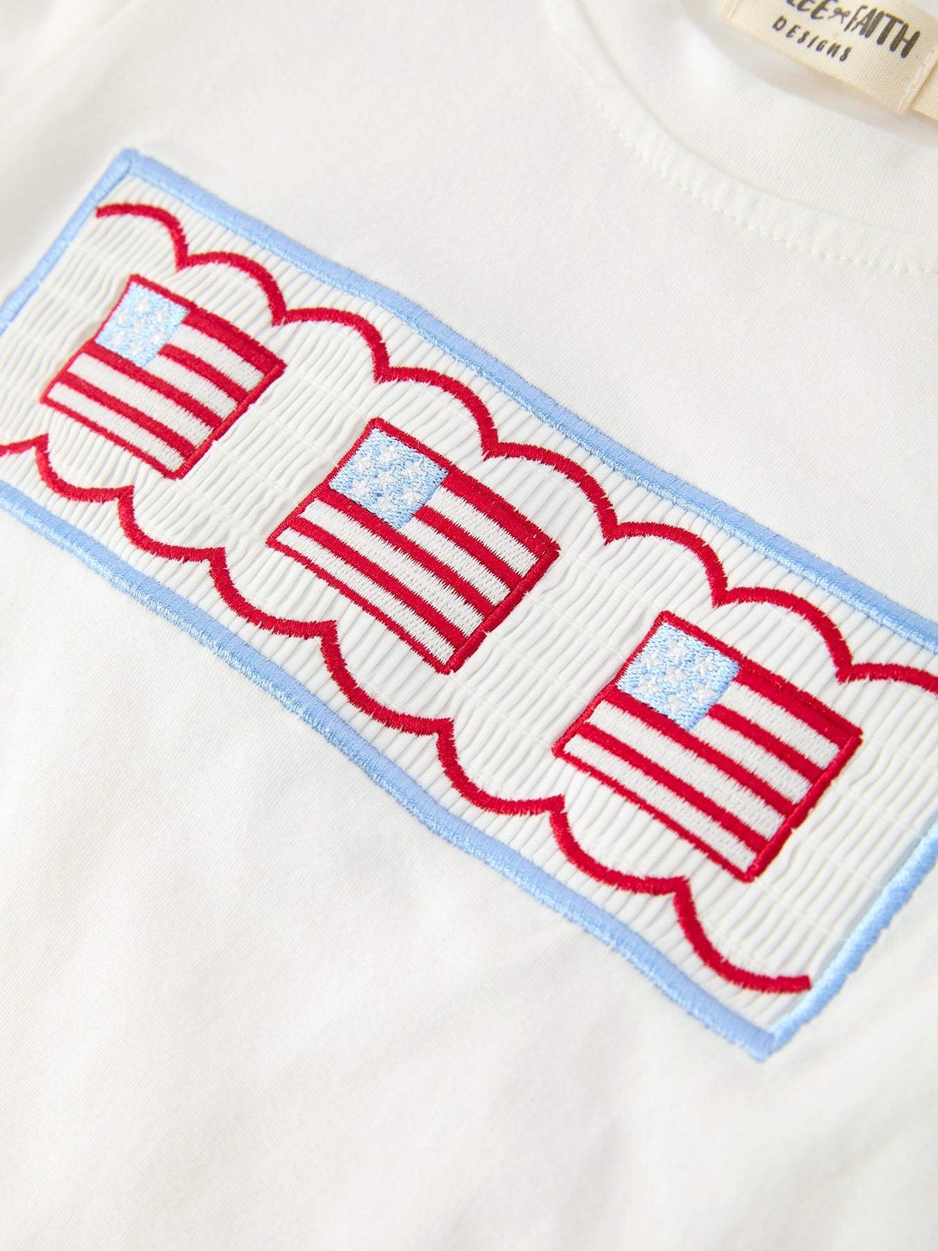 4th of July Flag Boys Set Short Sleeve Top Shorts Outfit - fabric and material close-up