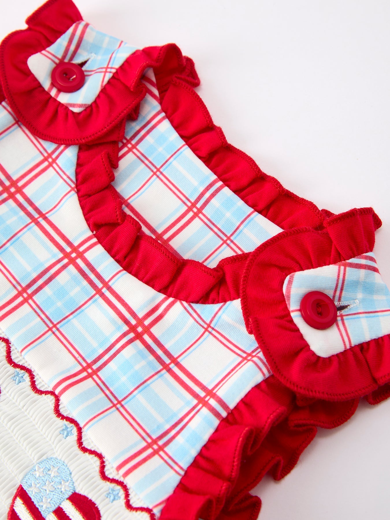 4th of July Plaid Flag Heart Girl Dress With Bow - back view