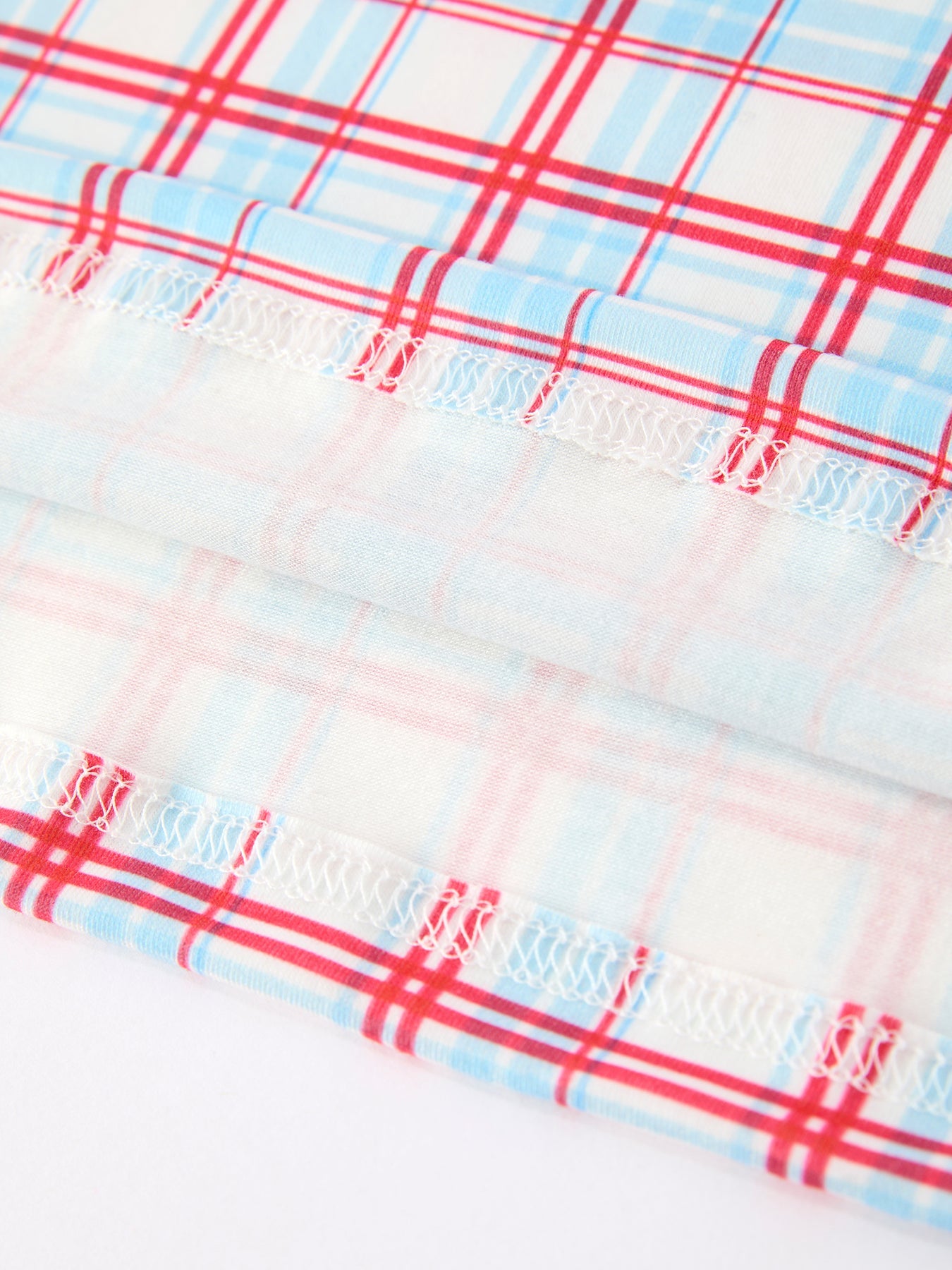 4th of July Plaid Flag Heart Girl Dress With Bow - fabric and material close-up