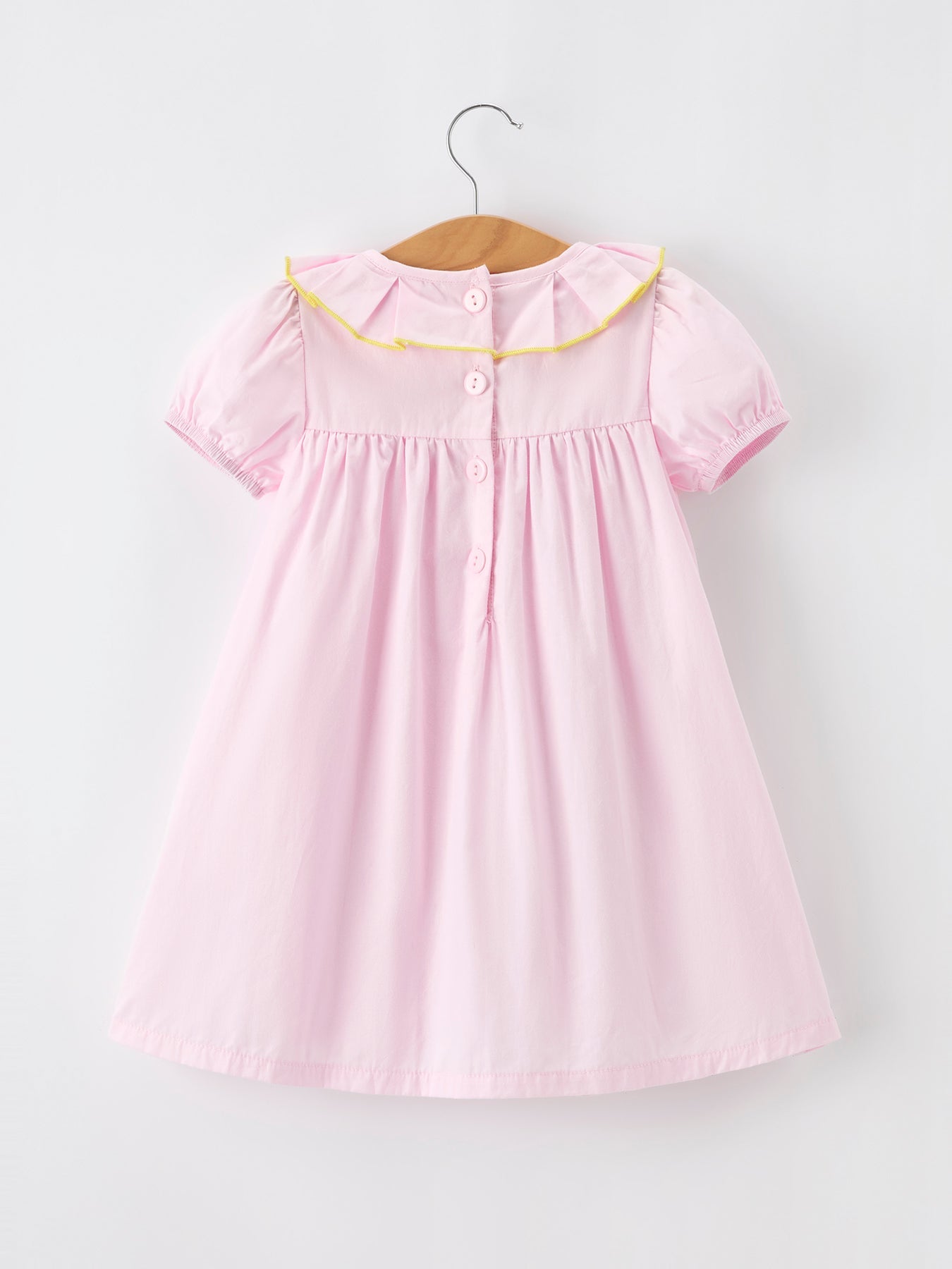 Back to School Pink Pencil Applique Ruffle Collar Girls Dress - detail view