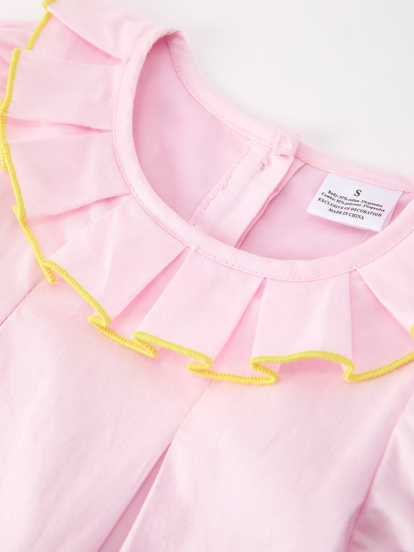 Back to School Pink Pencil Applique Ruffle Collar Girls Dress - back view