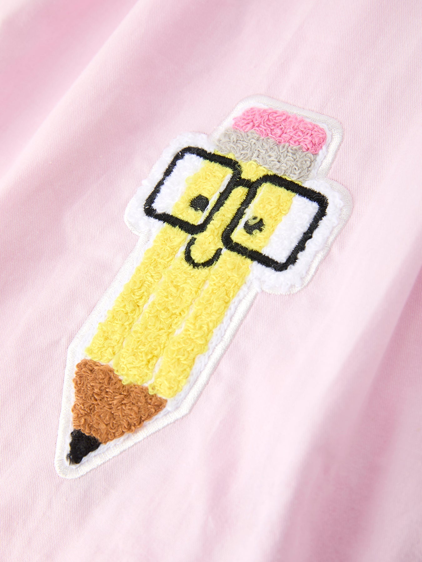 Back to School Pink Pencil Applique Ruffle Collar Girls Dress - side view