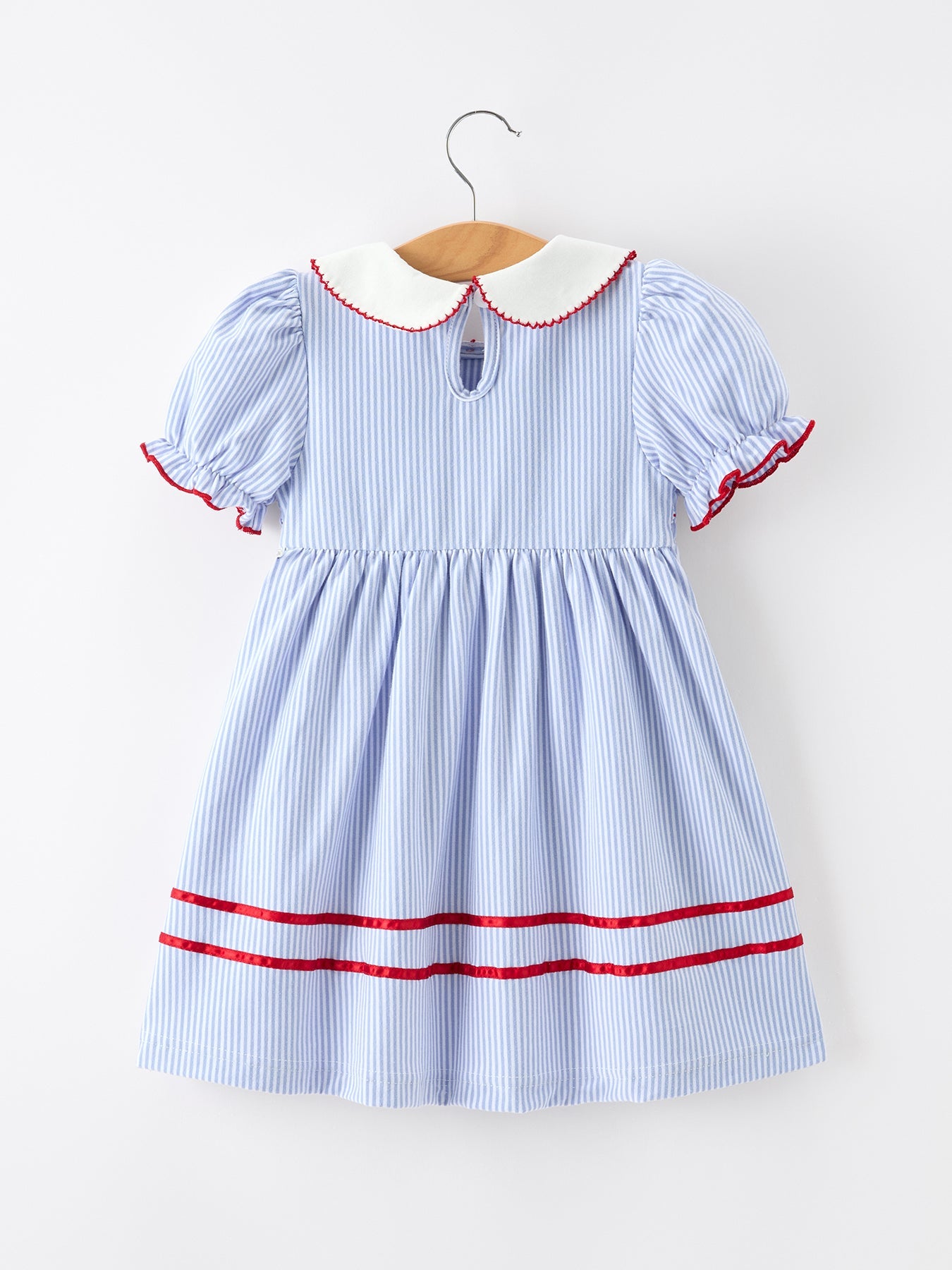 Back to School Apple Chenille Girls Dress Petals Collar - detail view