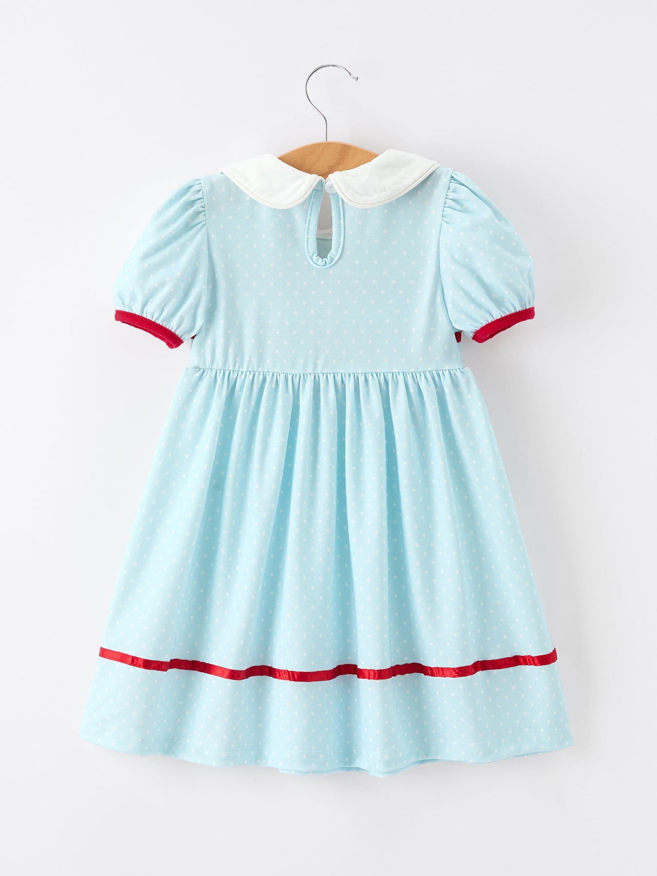 Apple applique girls dress detail view