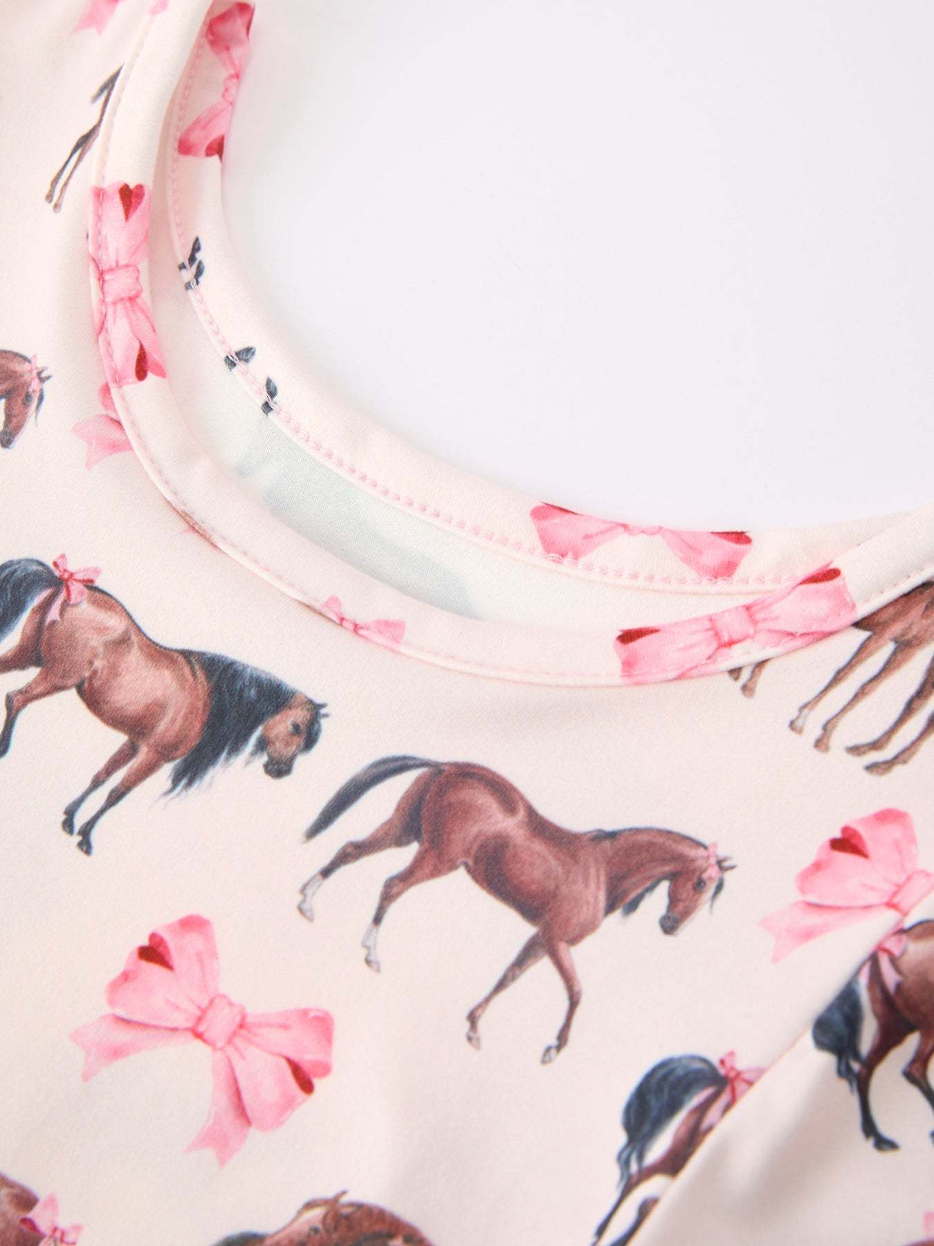 Girls Western Horse Print Twirl Dress Short Sleeve, back view