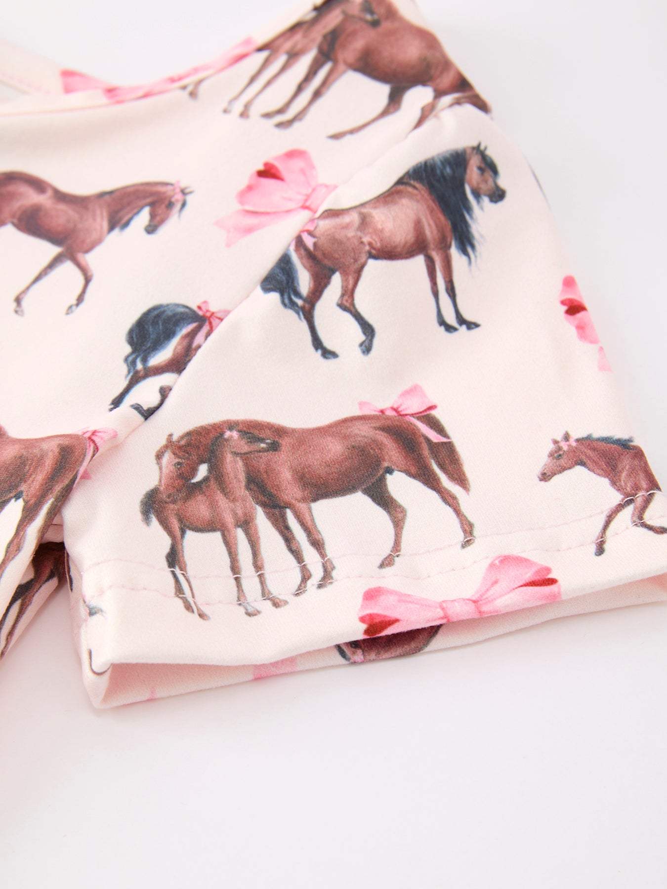 Girls Western Horse Print Twirl Dress Short Sleeve, side view