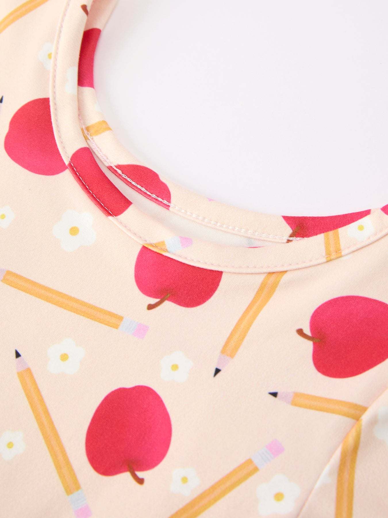 Girls Back To School Apple Pencil Twirl Dress - back view