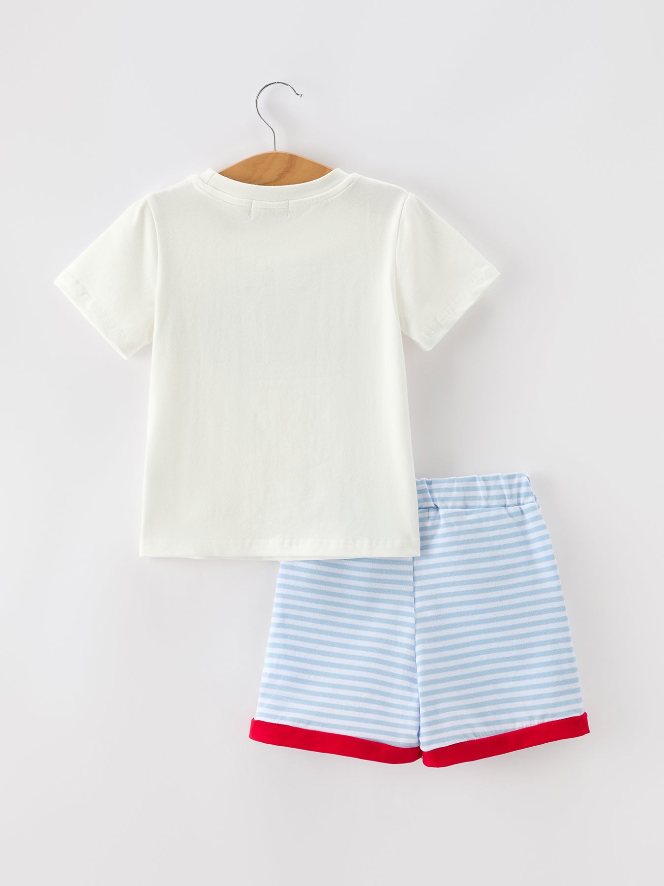 4th of July Flag Applique Boy Top and Shorts Set Outfit - detail view