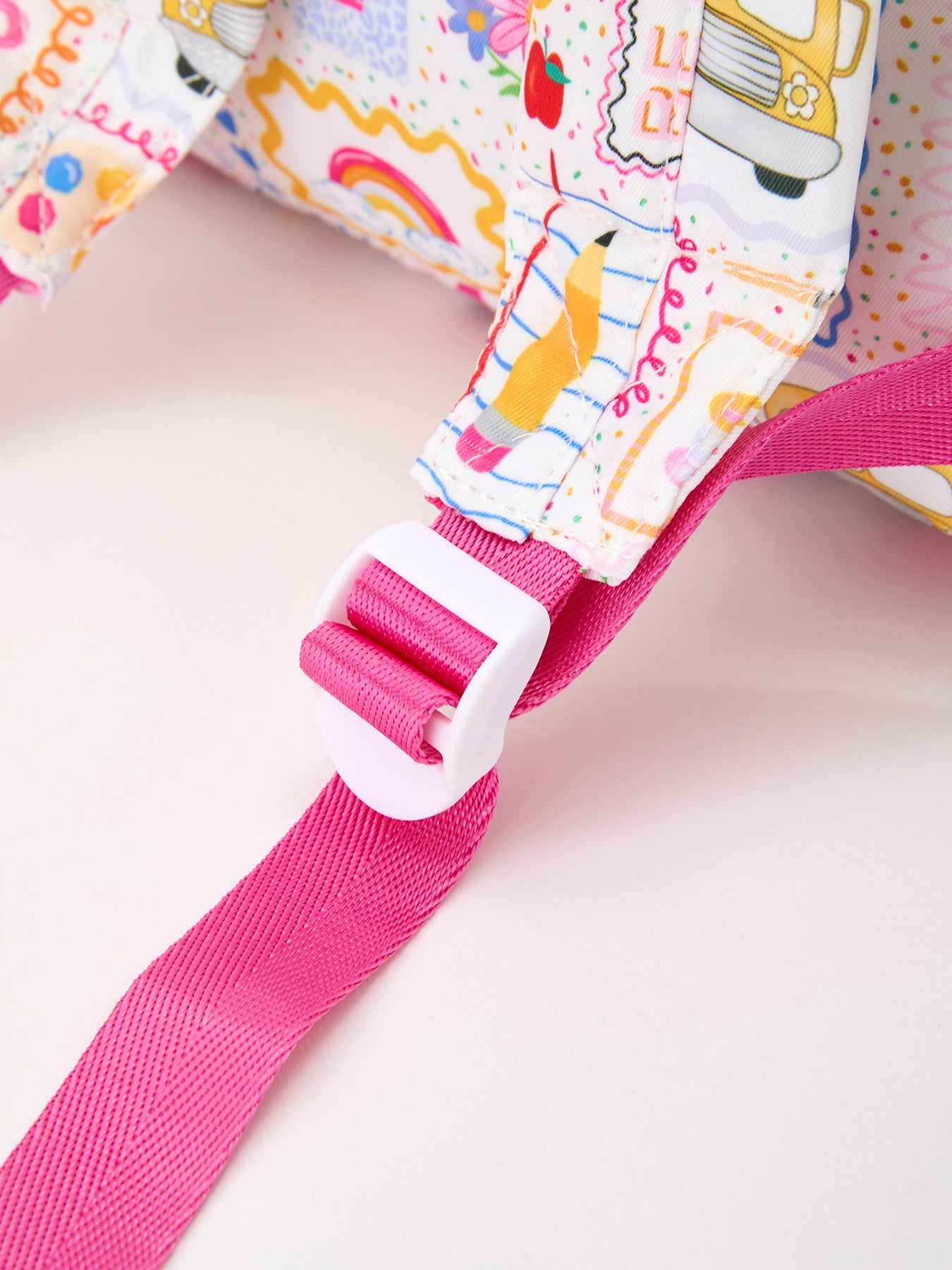 Back to School Print Girls Backpack Ruffle Bag - side view