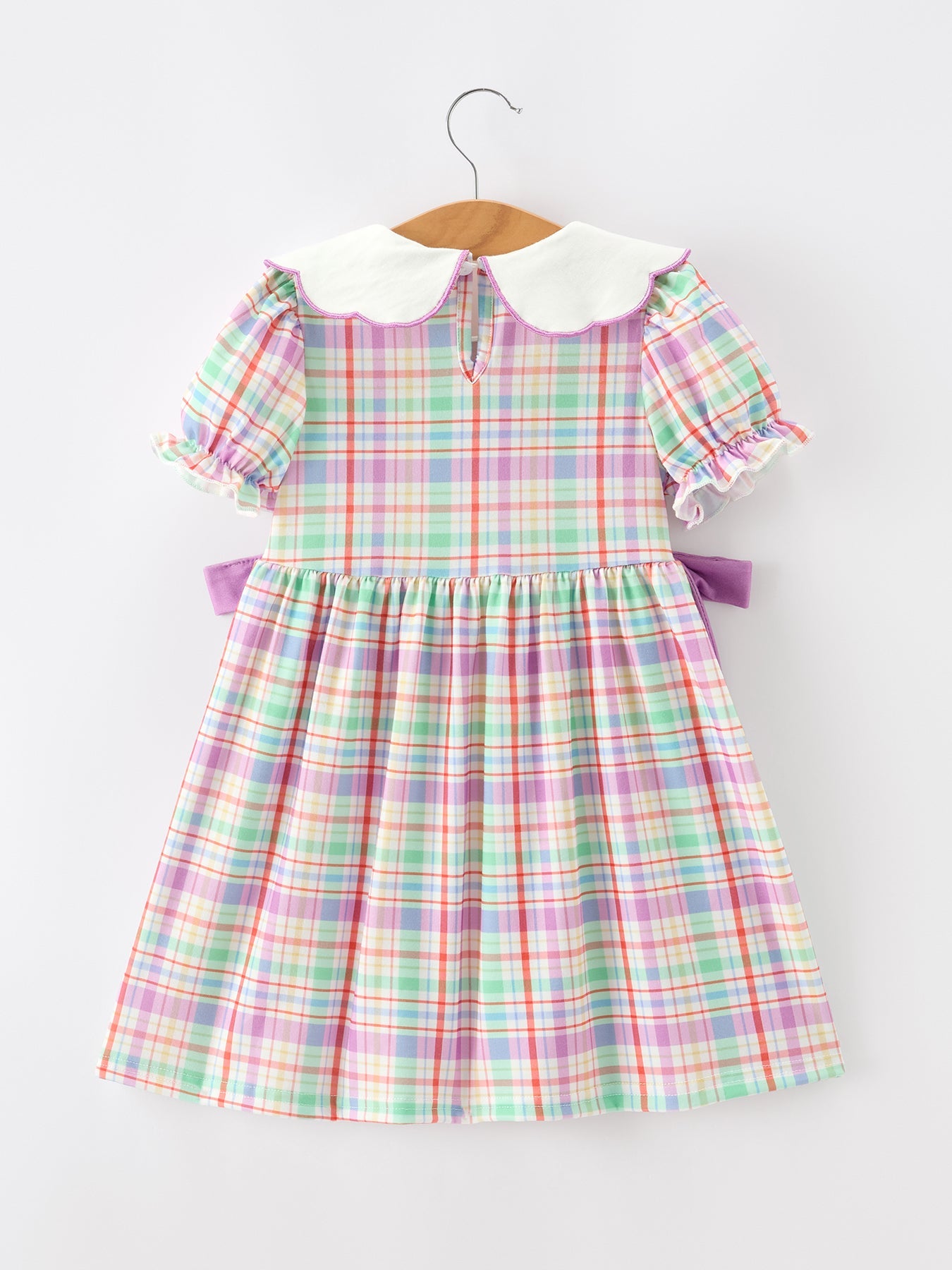 Back to school crayon embroidery dress detail view