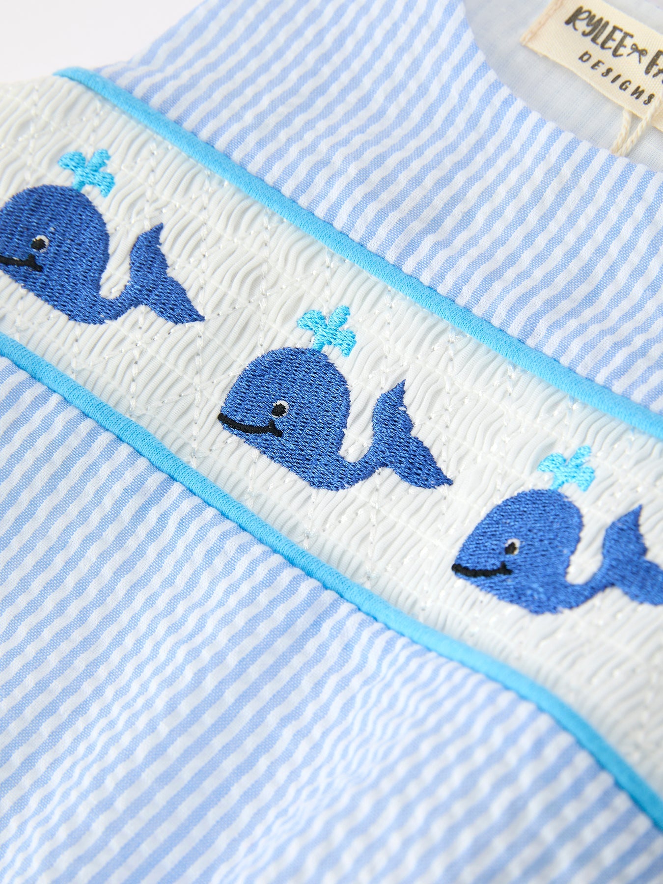 Whale boys jon jon romper side view