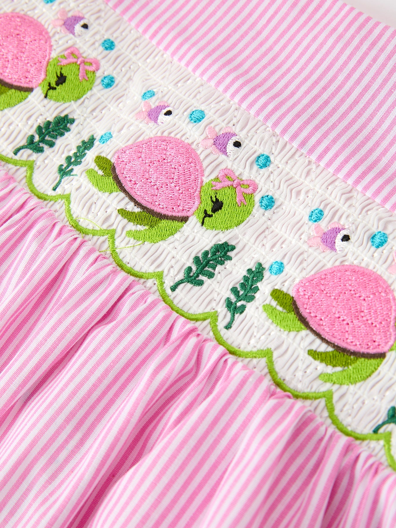 Turtle pink stripe dress side view