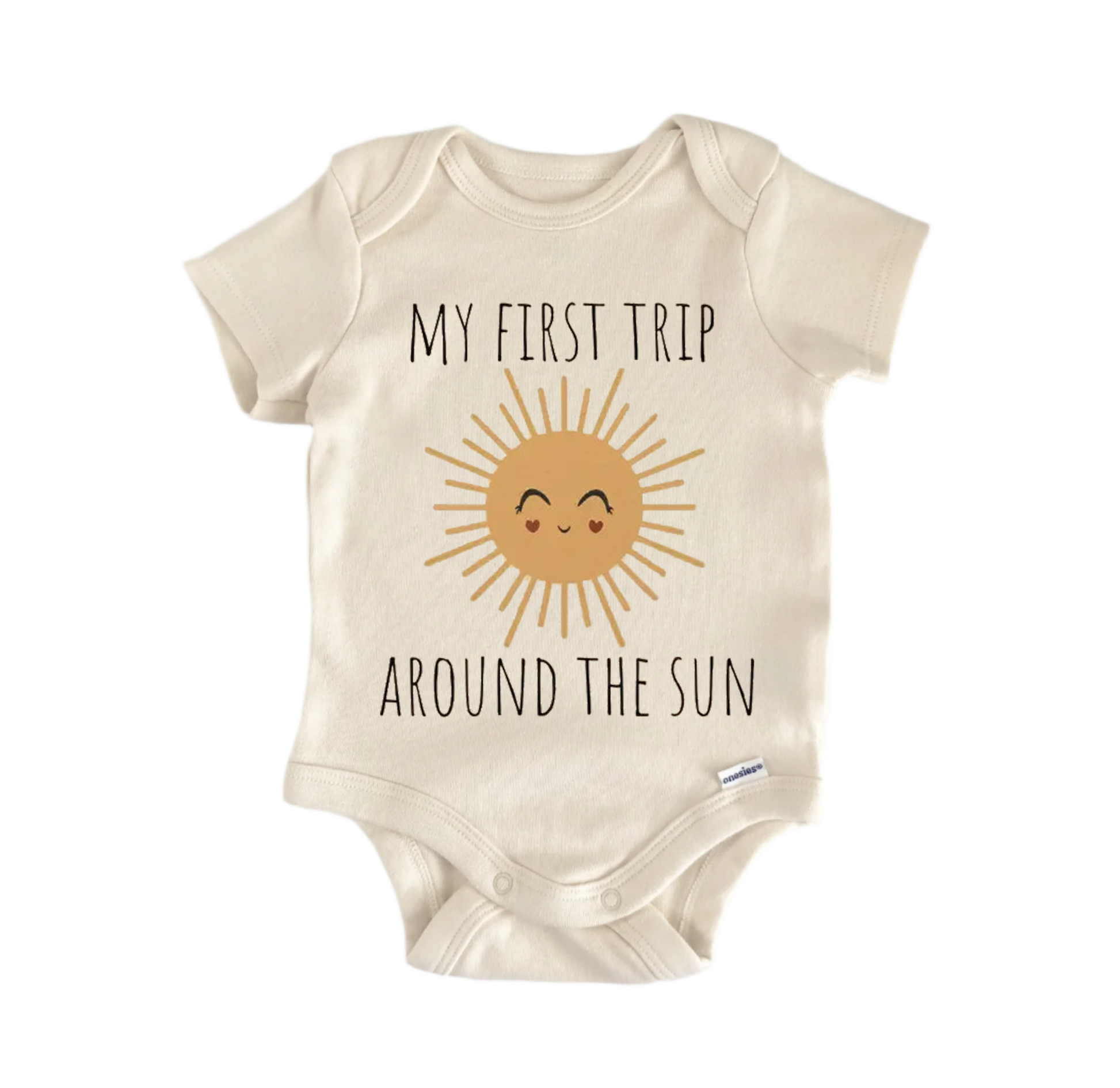 1st birthday sun newborn baby onesie front view