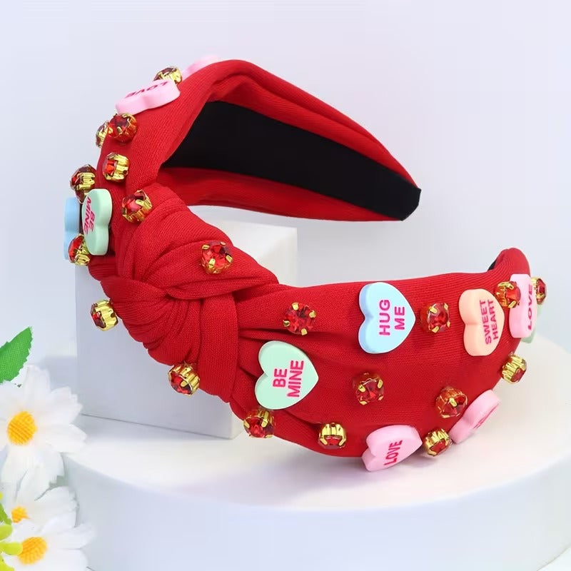 Valentine Conversation Heart Knotted Headband