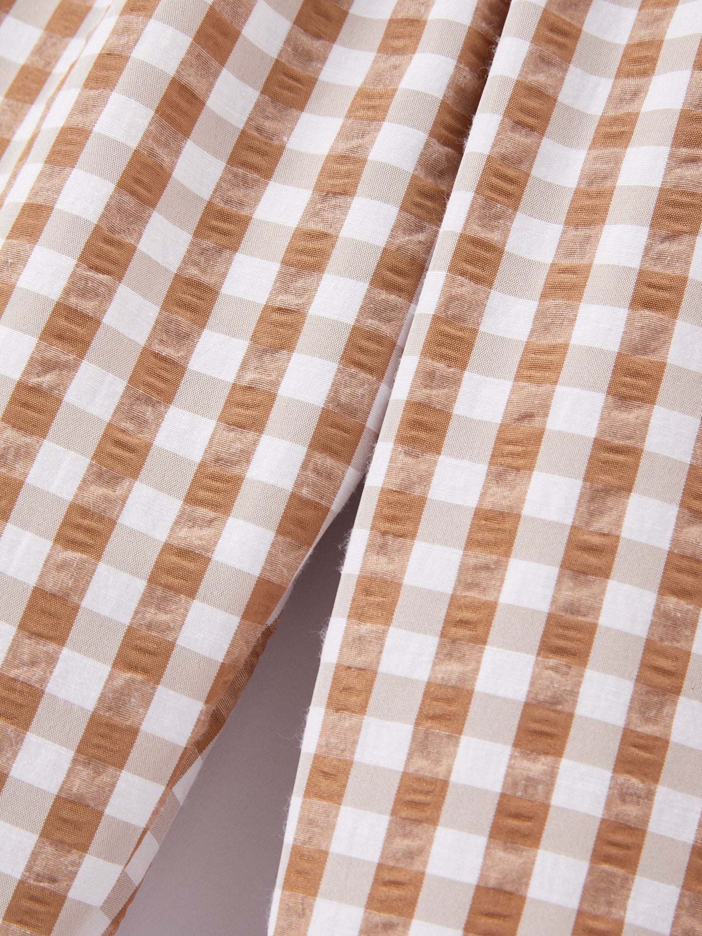 Fall Boys Thanksgiving Smocking Embroidered Brown Plaid Outfit Set