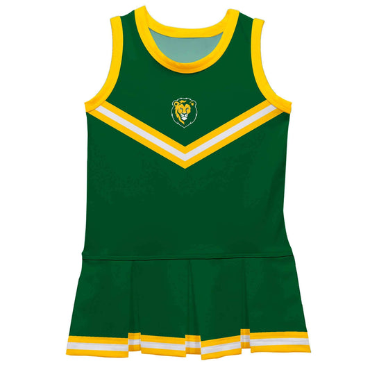 Vive La Fete Southeastern Louisiana Lions sleeveless cheerleader dress with pleated skirt and team logo in green and yellow colors