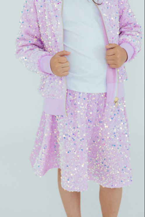 Lilac Velvet Sequin Twirl Skort