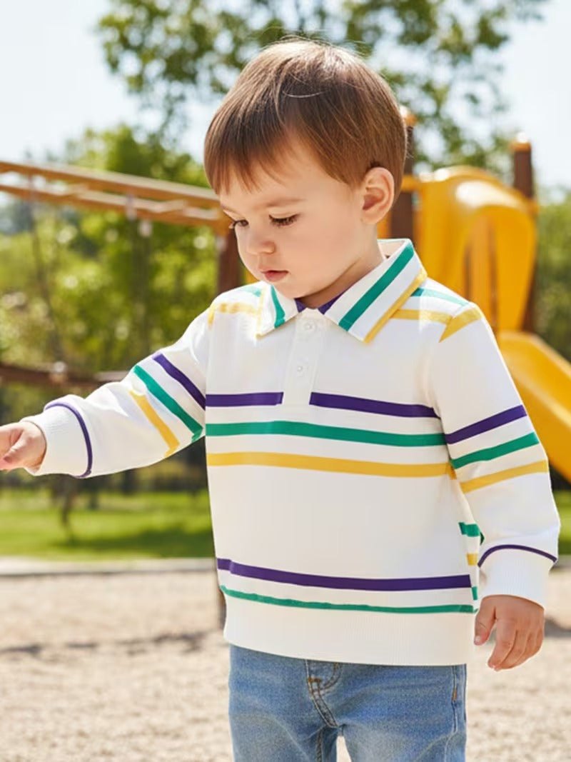 Mardi Gras stripes collared shirt, additional view