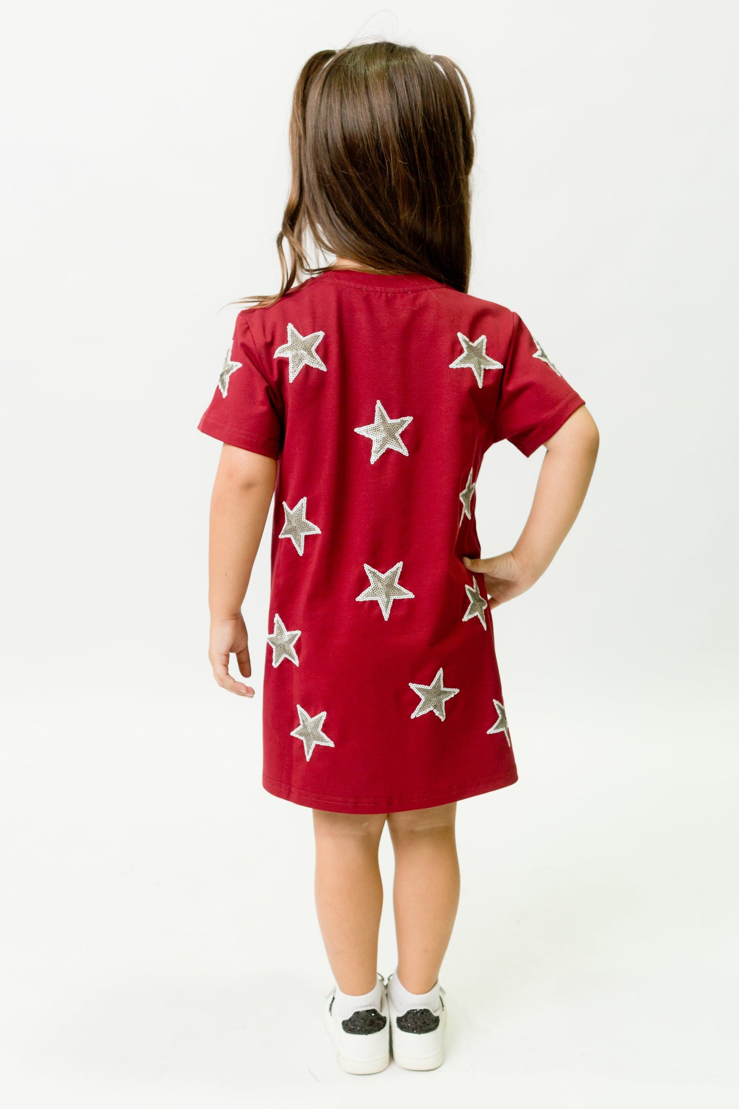 Maroon and Gray Star Kids Dress
