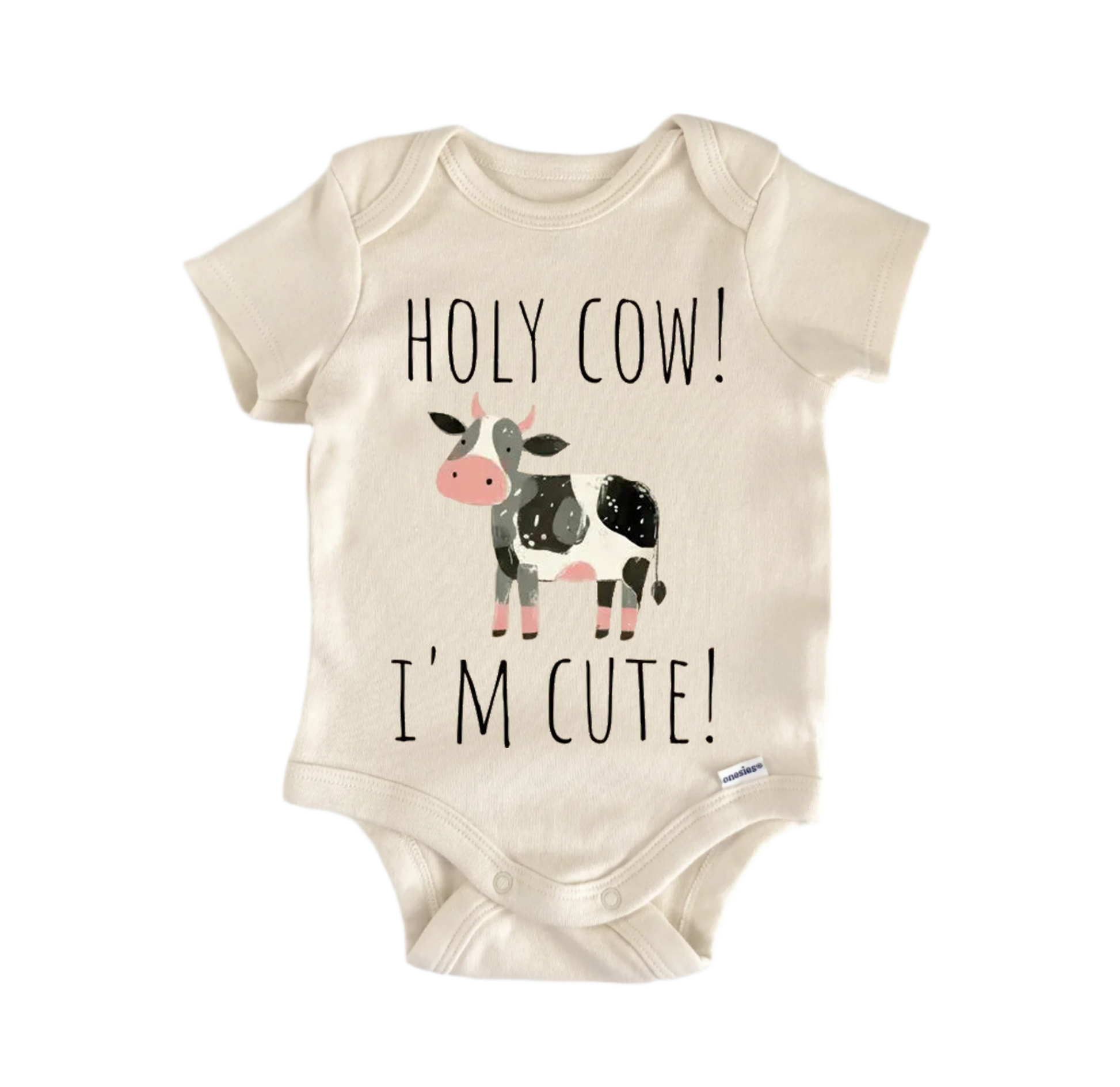 Holy Cow newborn gift baby onesie front view