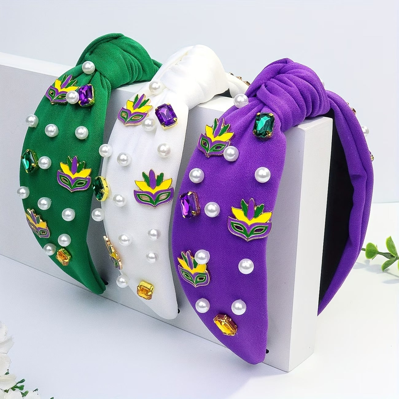 Mardi Gras Mask Knotted Headband