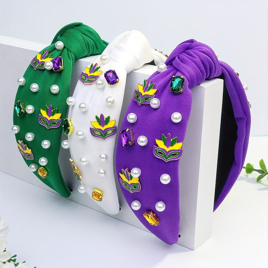Mardi Gras Mask Knotted Headband