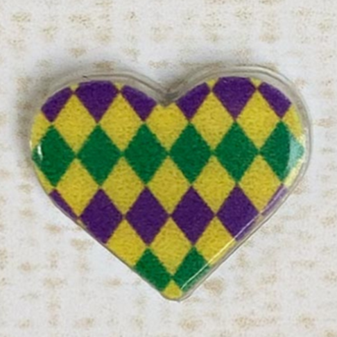 Lilliput Little Things - Mardi Gras Pattern Heart Earrings