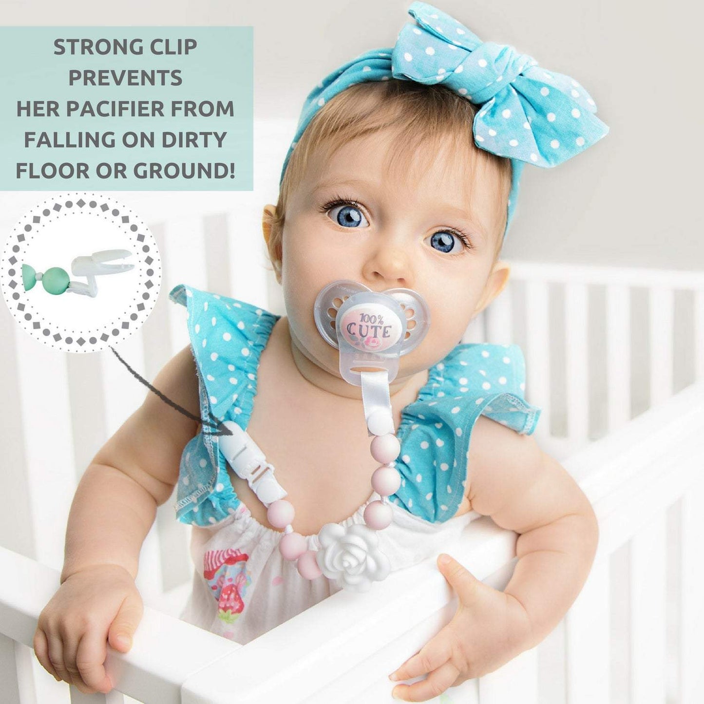 Silicone Pacifier Clip and Teether Holder Set