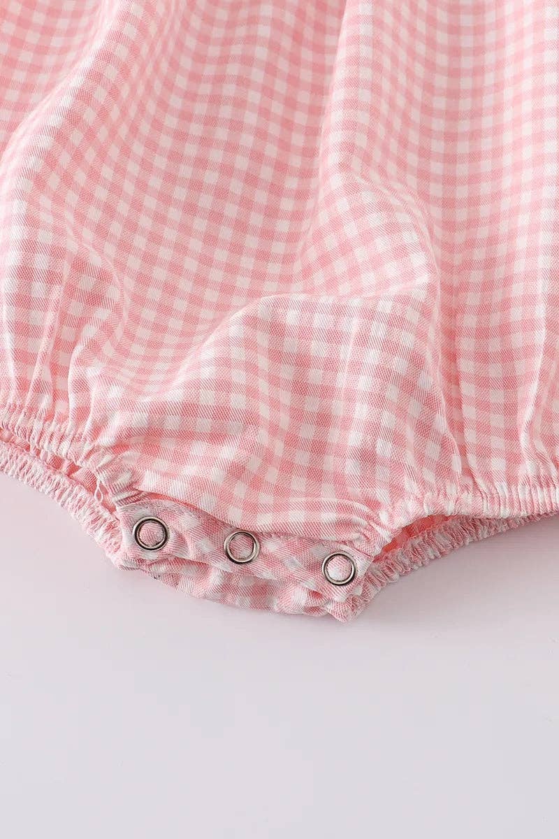 Rylee Faith Designs - Baby Girls Strawberry Plaid Smocked Romper