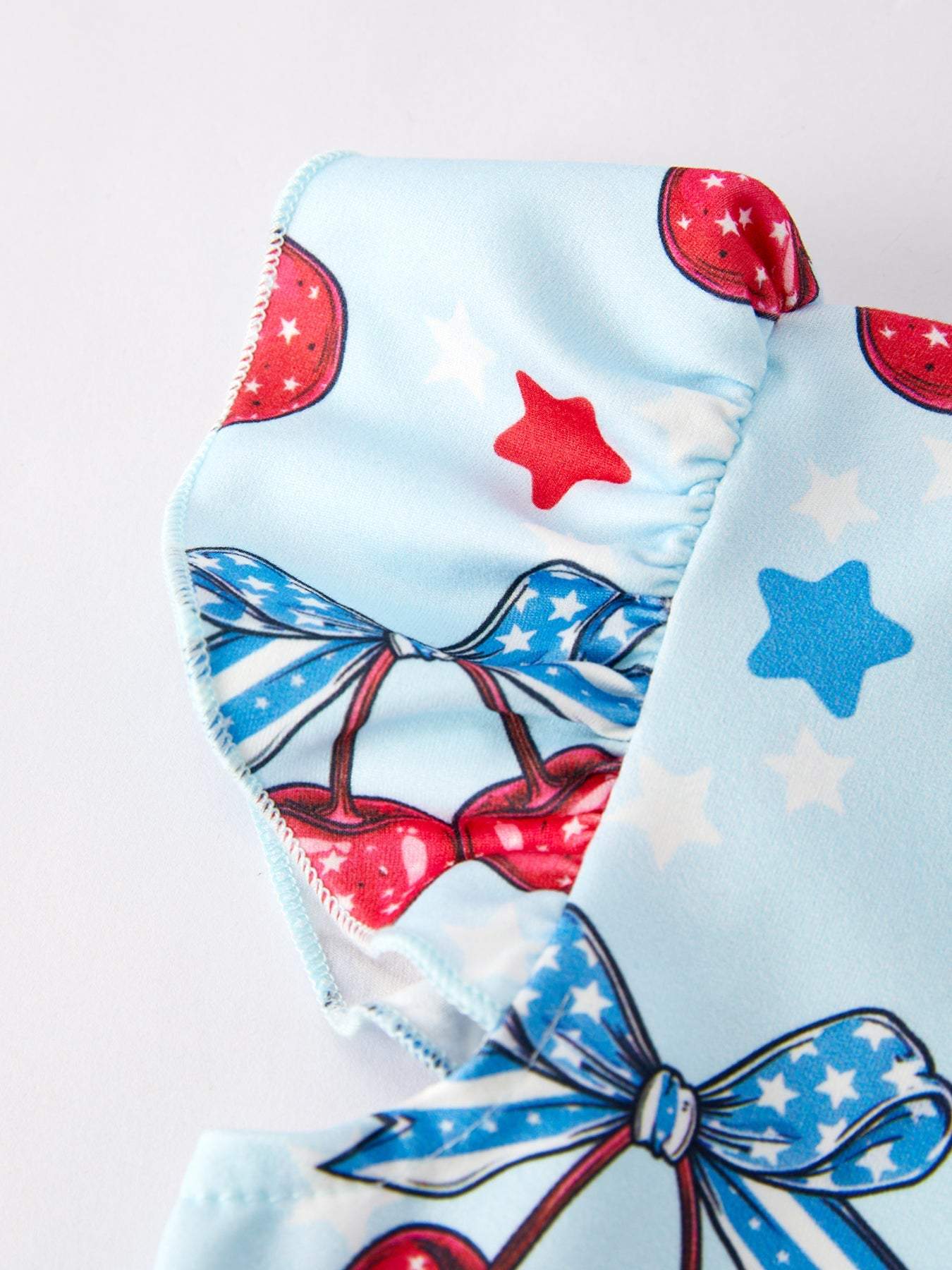 4th of july Bow Cherry Stars Print Girls Dress
