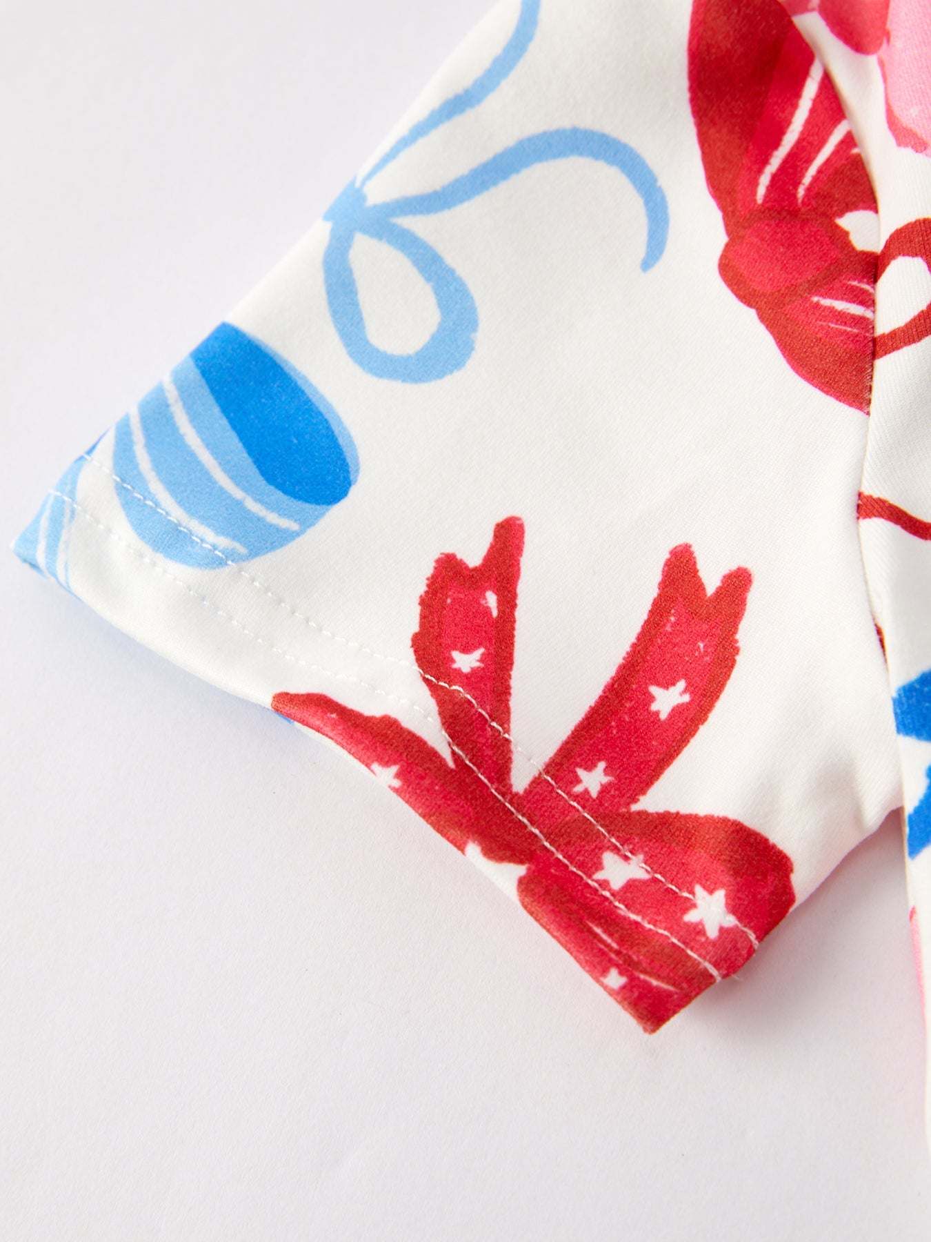 4th of july Color Bow Printed Short Sleeves Dress - side view