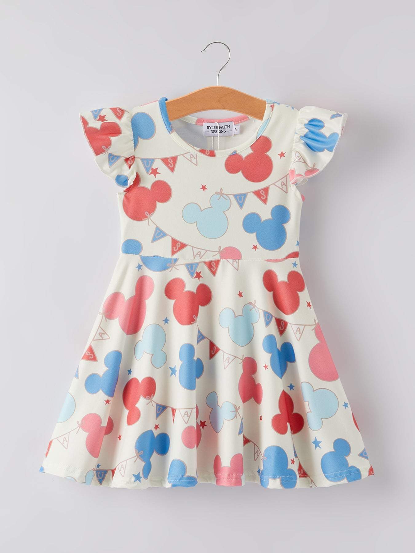 4th of july Cartoon Flag Print Girls Dress