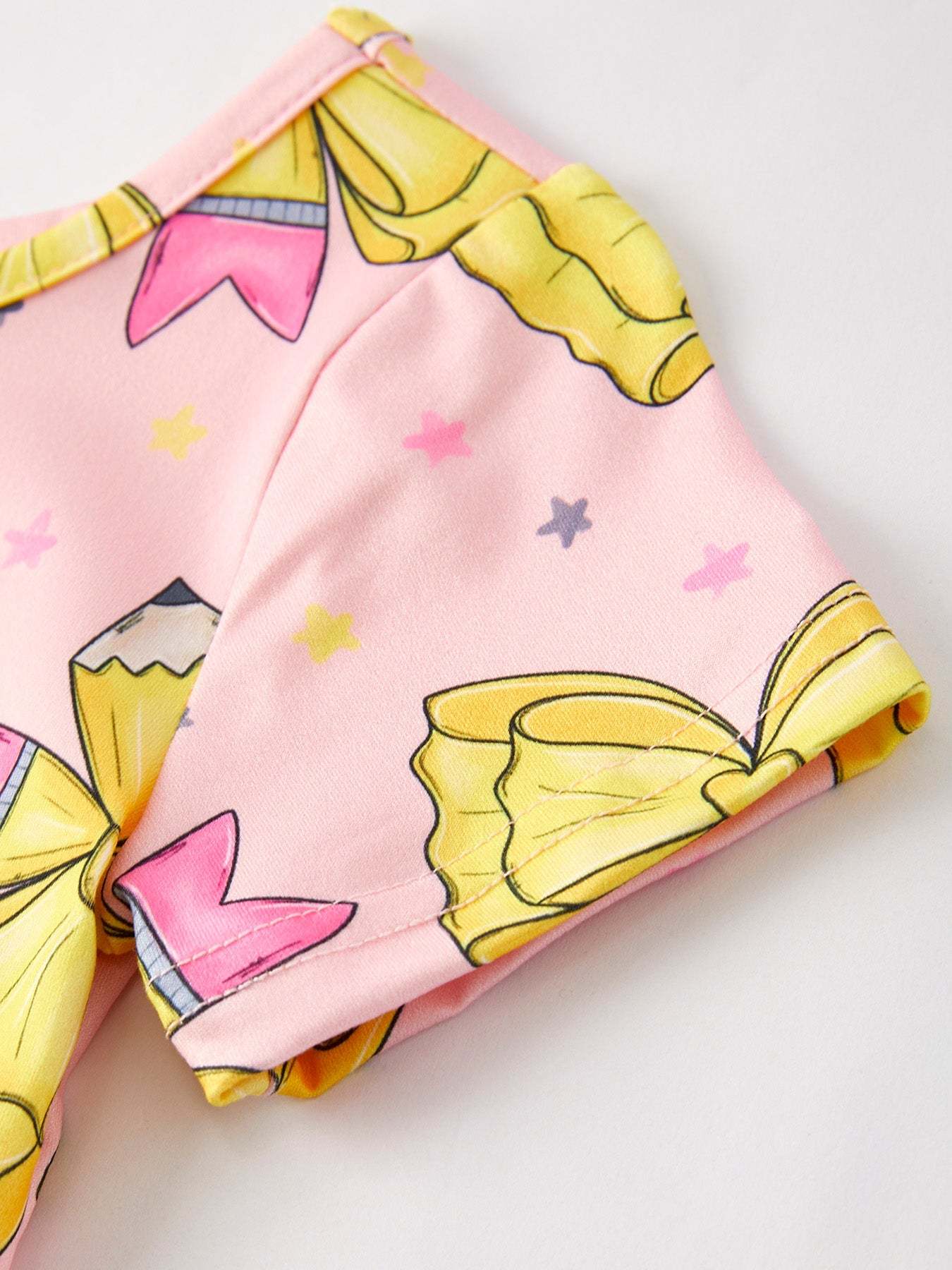 Back to School Yellow Bow Print Girls Dress - additional product view