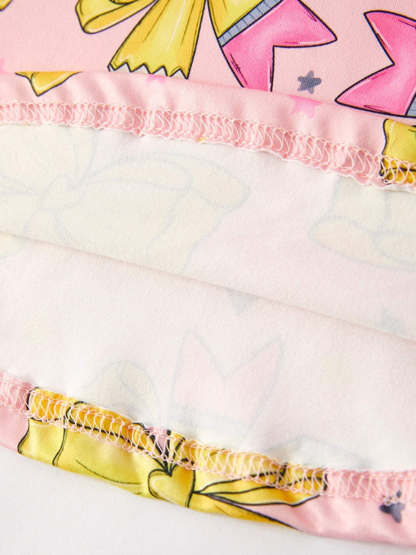 Back to School Yellow Bow Print Girls Dress - close-up detail