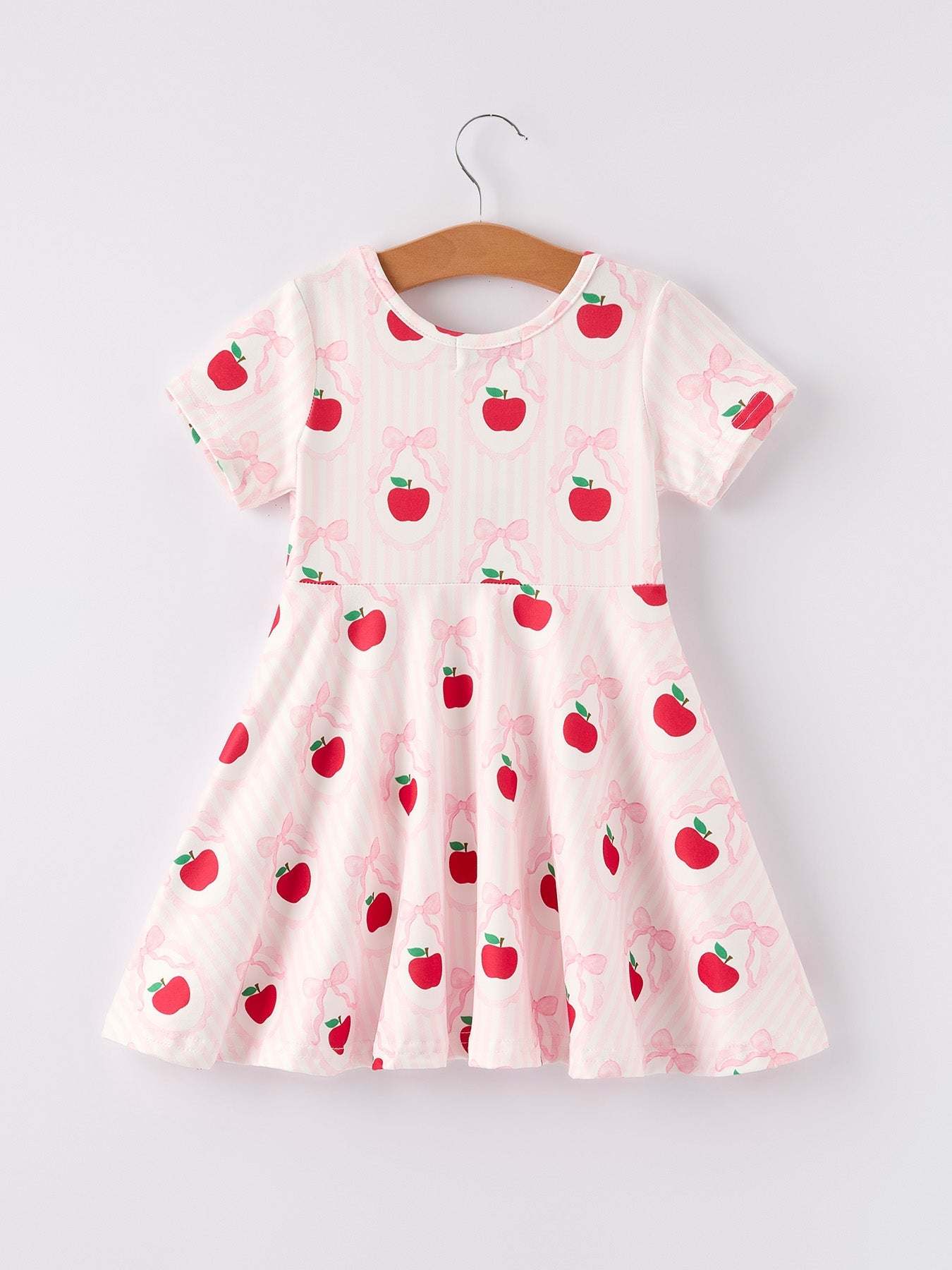 Back to School Apple Striped Sweet Girl Dress - full length view
