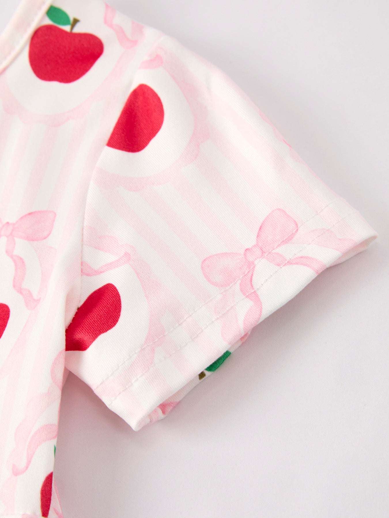 Back to School Apple Striped Sweet Girl Dress - close-up detail