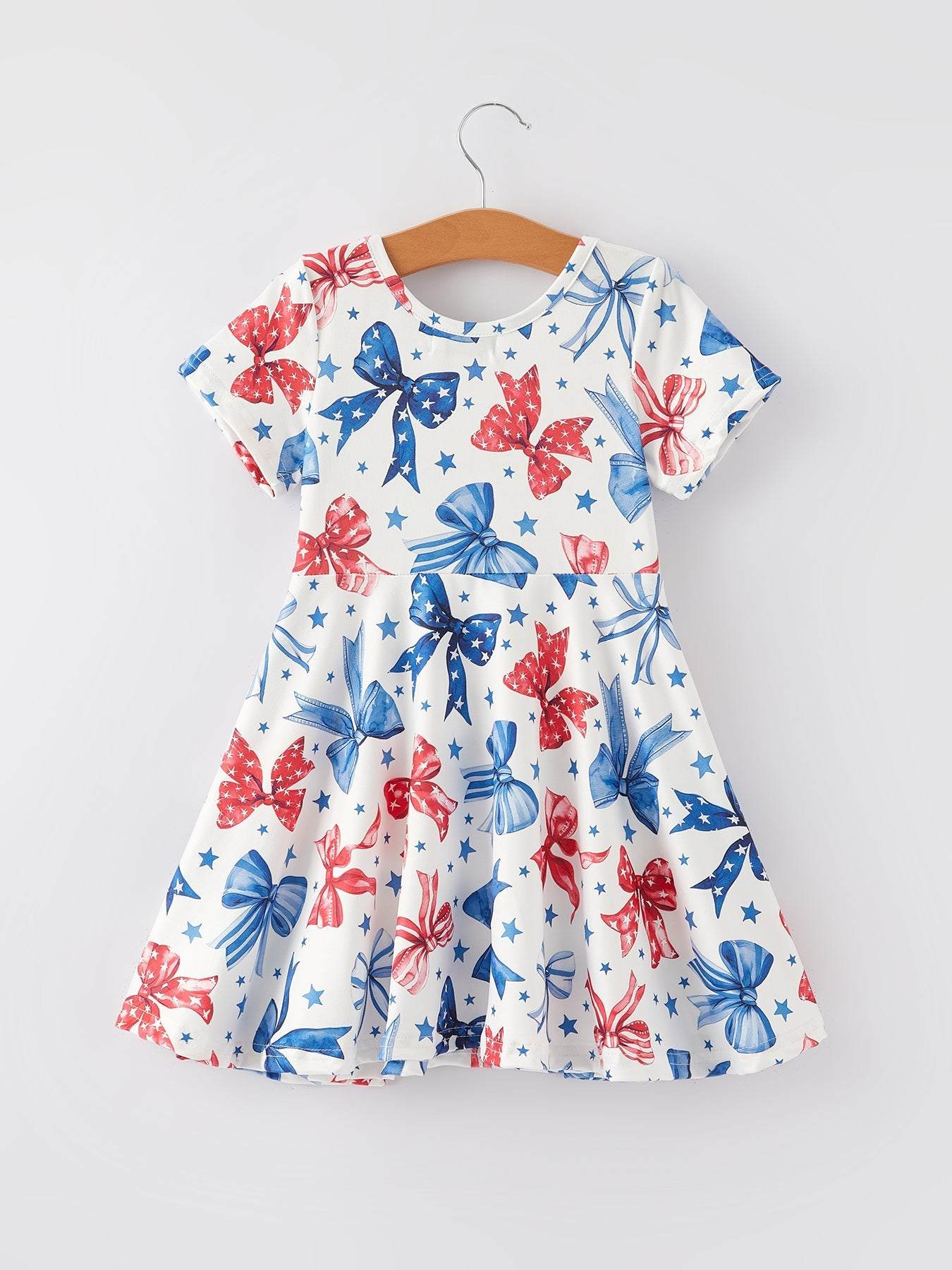 4th Of July Bow Star Girls Dress, styling detail