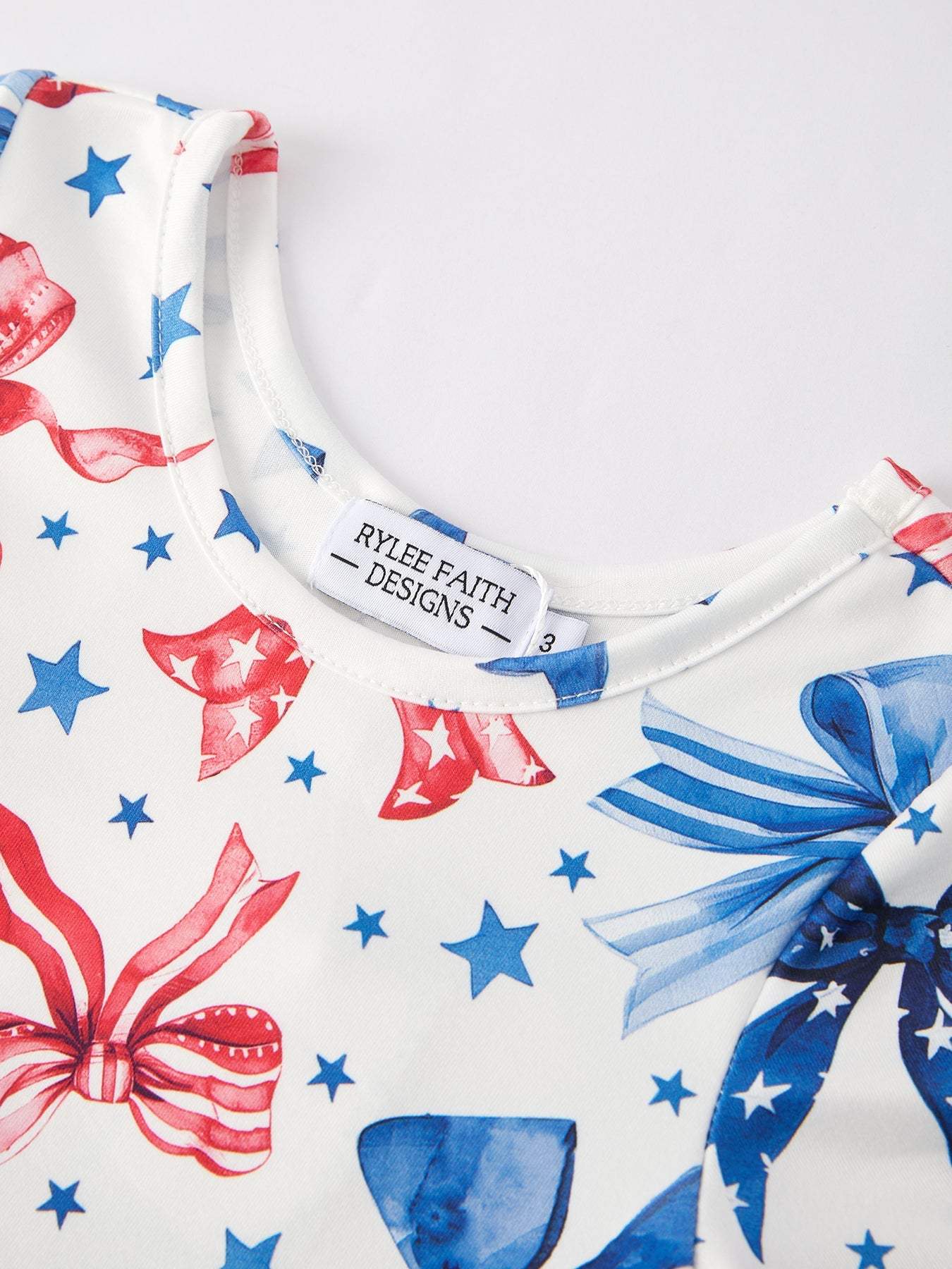 4th Of July Bow Star Girls Dress, full length view
