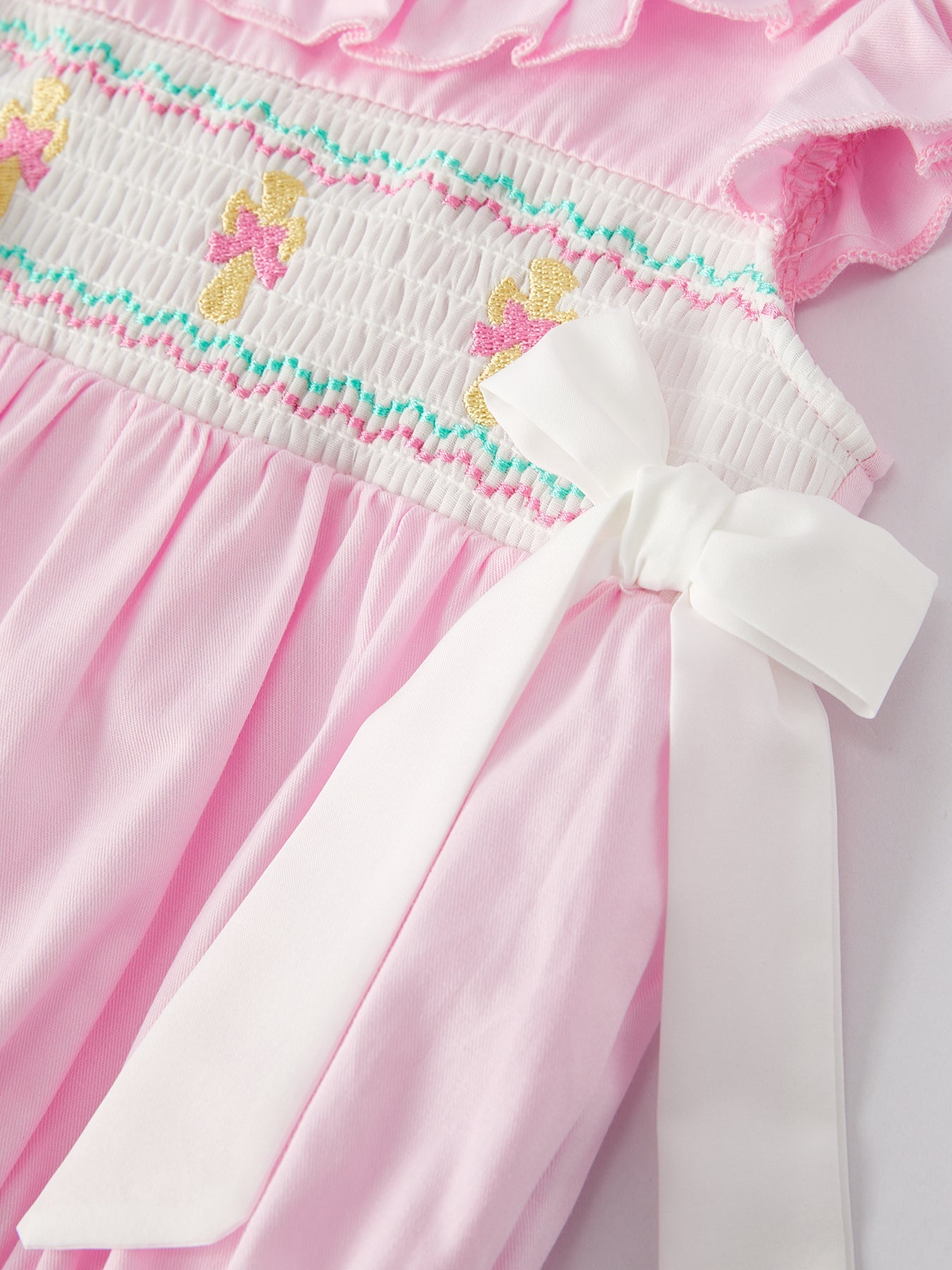 Pink Smocked Church Christ Bishop Christening Romper