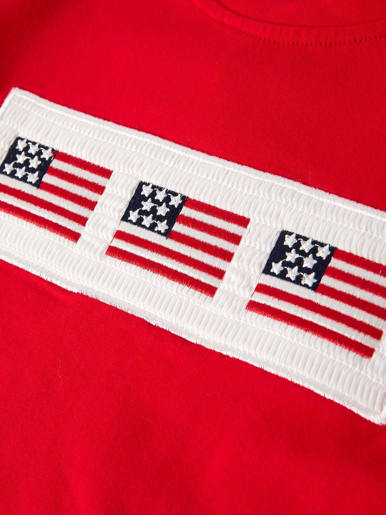 4th of july Flag Embroidery Smocking Boys Set outfit, front view