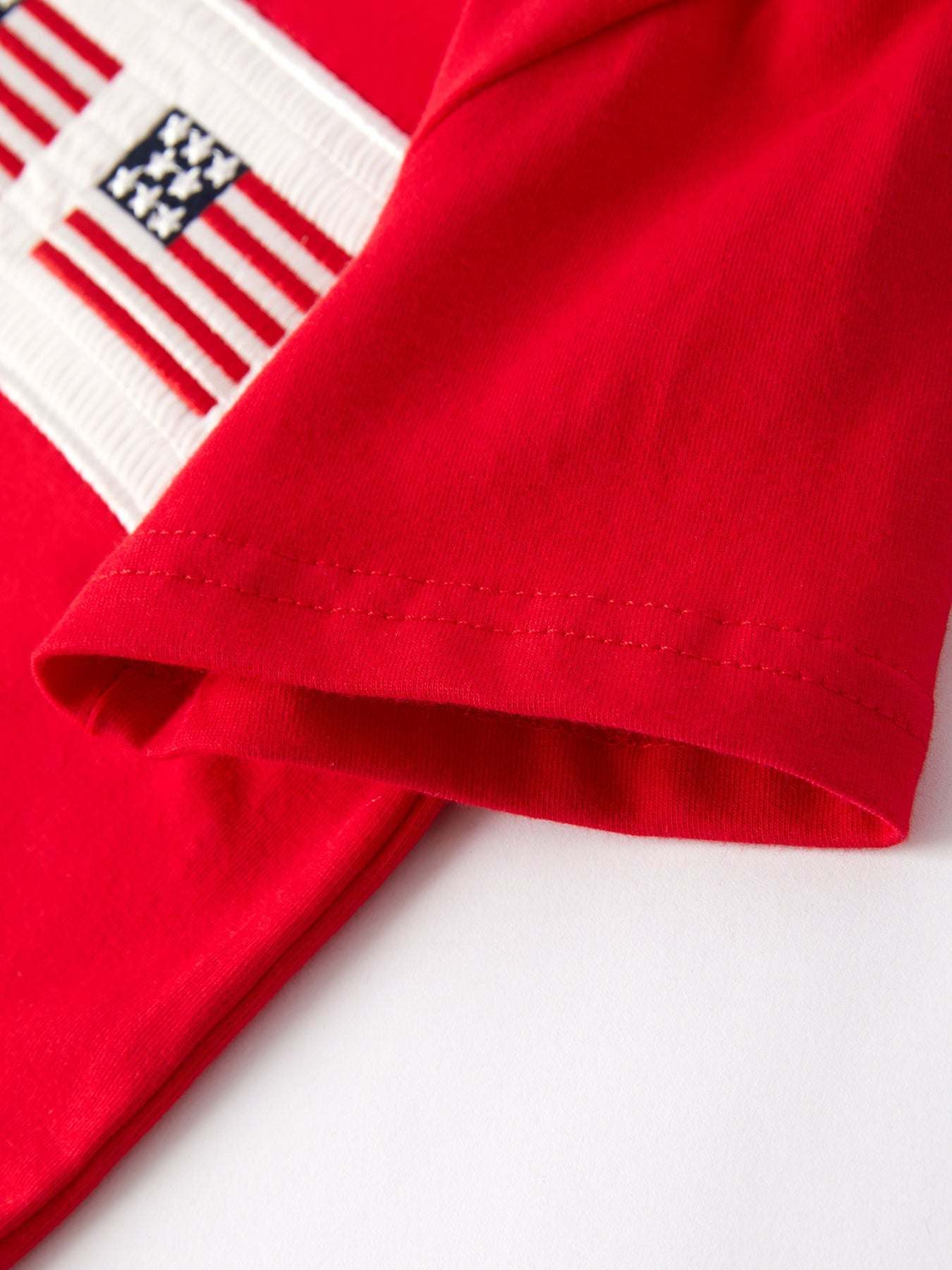 4th of july Flag Embroidery Smocking Boys Set outfit, detail view