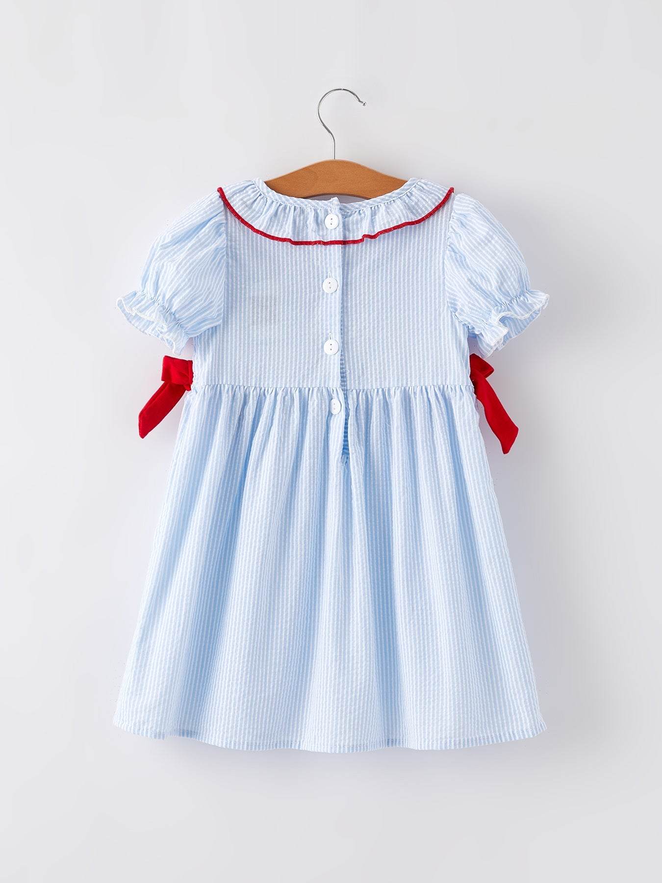 4th of july Girls' Smocking Star Embroidered Dress
