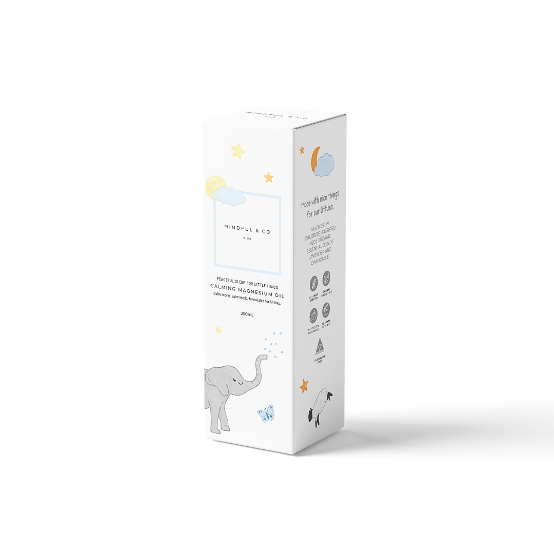 Calming magnesium oil label close-up