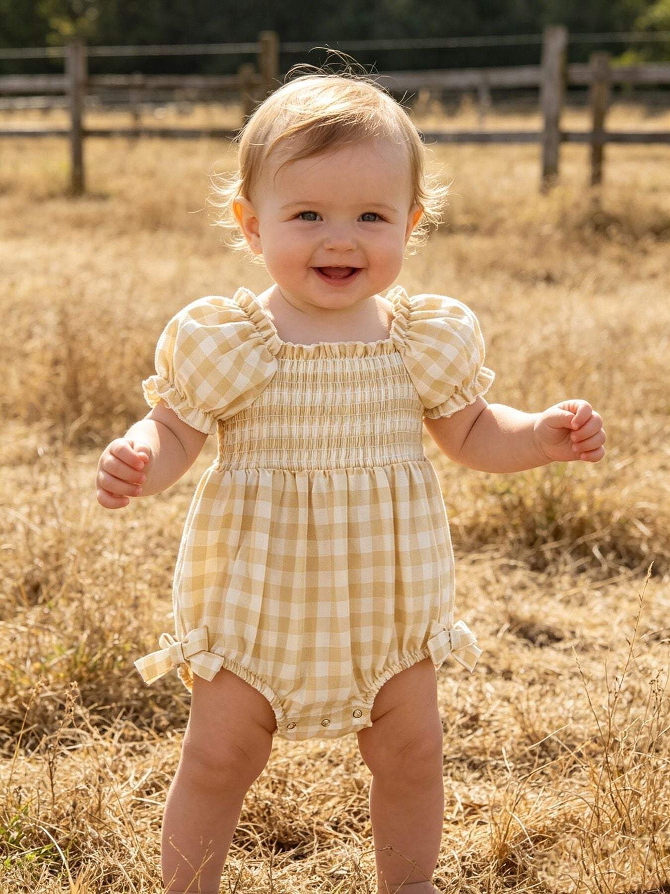Mommy & Me Plaid Girl Romper - front view