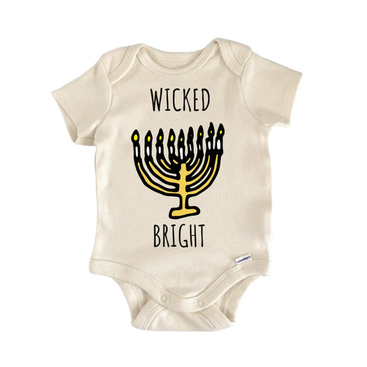 Wicked Bright Menora Jewish Hanukkah Baby Gift Baby Bodysuit